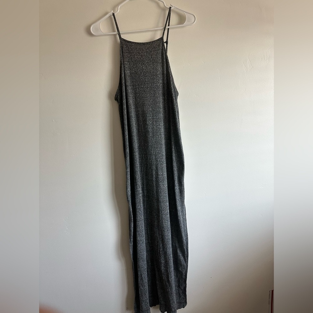 Free People Beach Gray Open Back Slit Cotton Dress Size Small
